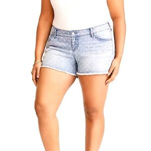 NWOT TORRID Dot Pattern Dark Jean Shorts Sz 14